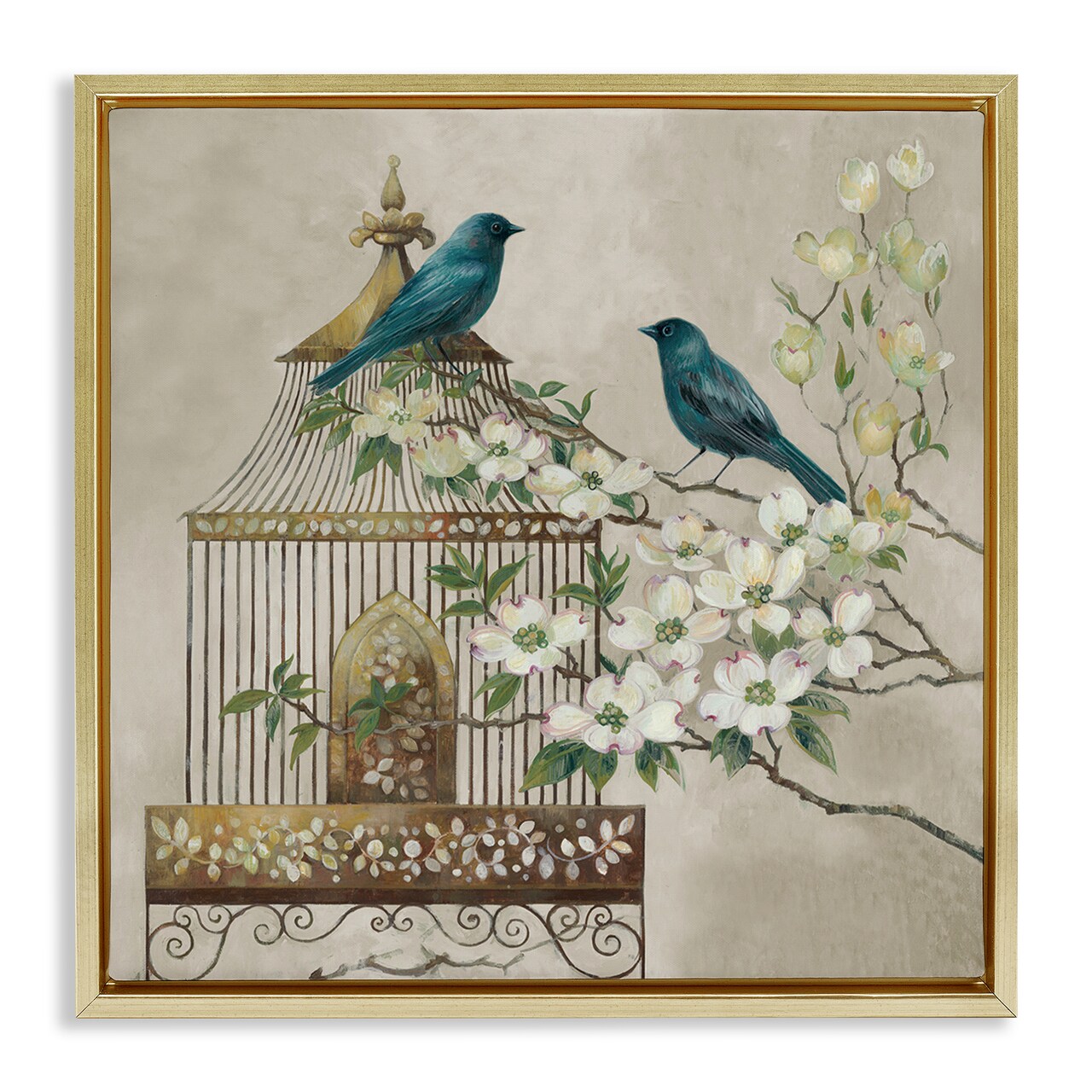 Stupell Industries Neutral Birdcage Menagerie Floating Frame, design by Elaine Vollherbst